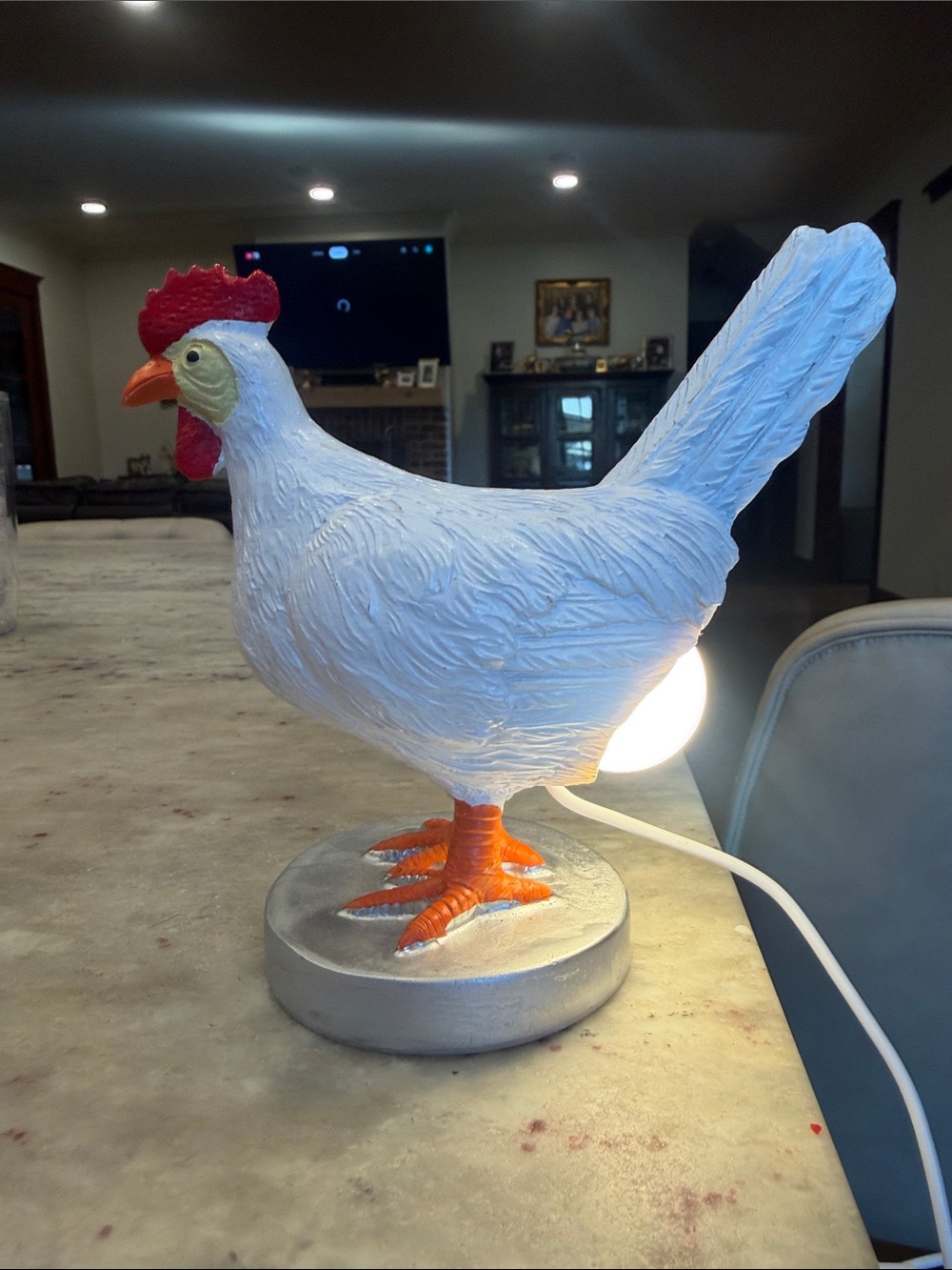White Ceramic Chicken Table Lamp - Unbranded